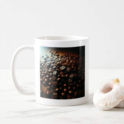 "Sleek Coffee Beans Tasse - Perfektes Kaffeegenuss (Mit Donut)