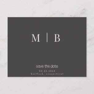 Sleek Contemporary Monogram Gray Wedding Postkarte