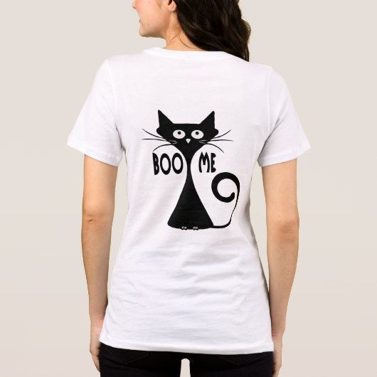 Sleek Curious Black Cat Minimalistisch Tri-Blend Shirt (Rückseite)