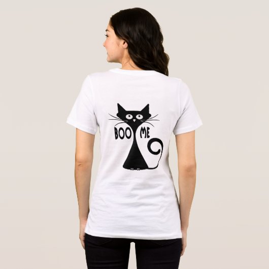 Sleek Curious Black Cat Minimalistisch Tri-Blend Shirt (Rückseite voll)