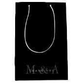 Sleek Custom Black Danke Mittlere Geschenktüte (Vorderseite)