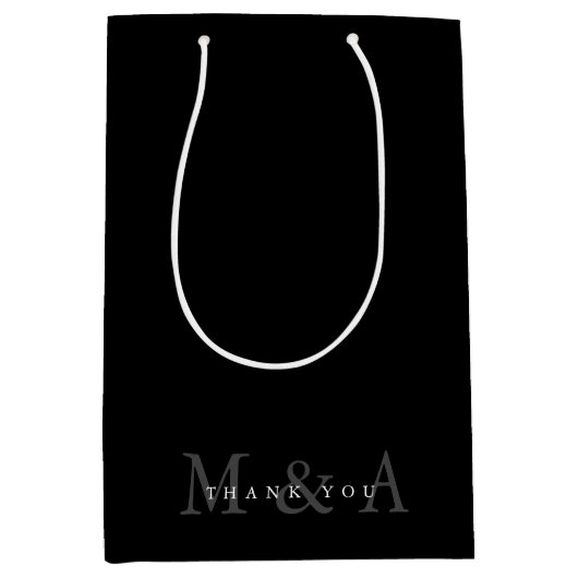 Sleek Custom Black Danke Mittlere Geschenktüte (Vorderseite)