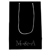 Sleek Custom Black Danke Mittlere Geschenktüte (Rückseite)