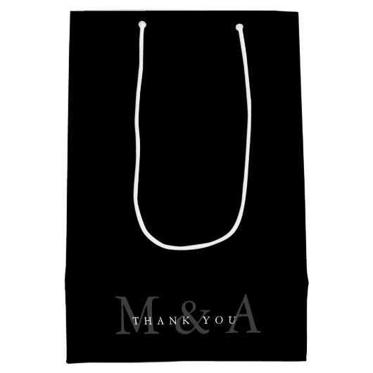 Sleek Custom Black Danke Mittlere Geschenktüte (Rückseite)