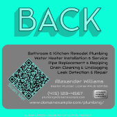 Sleek Custom Black Metal Pipes Plumber QR-Code URL Visitenkarte