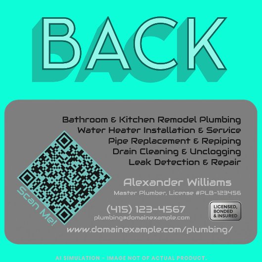 Sleek Custom Black Metal Pipes Plumber QR-Code URL Visitenkarte