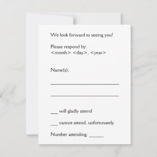 Sleek, Elegant, Veranstaltung "R.S.V.P." Karte (Rückseite)