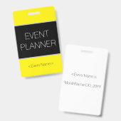 Sleek "EVENT PLANNER" Abzeichen Ausweis (Vorder- & Rückseite)