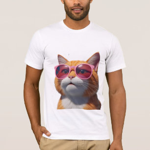 Sleek Feline 3D-Sonnenbrillen-T-Shirt T-Shirt