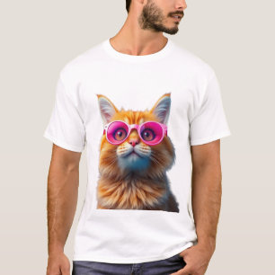 Sleek Feline 3D-Sonnenbrillen-T-Shirt T-Shirt