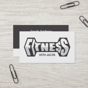 Sleek Fitness Hantel-Typografie Fitness-Trainer Visitenkarte