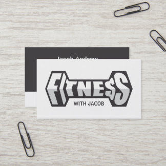 Sleek Fitness Hantel-Typografie Fitness-Trainer Visitenkarte