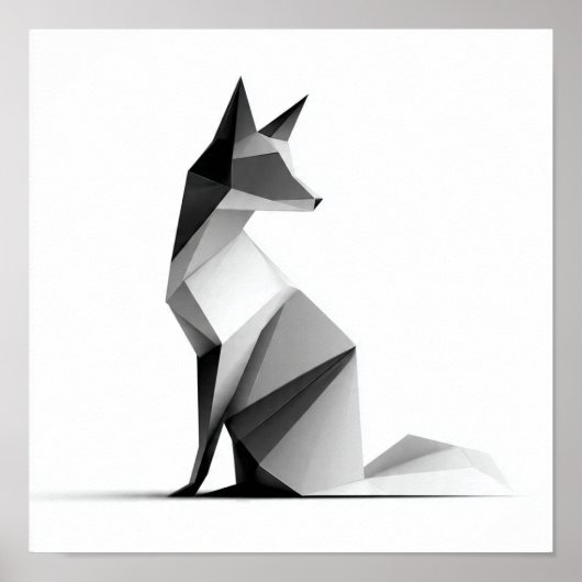 Sleek Geometric Origami Fox Print Poster (Vorne)
