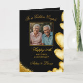 Sleek Gold Heart 50th Wedding Jubiläum Karte (Vorderseite)