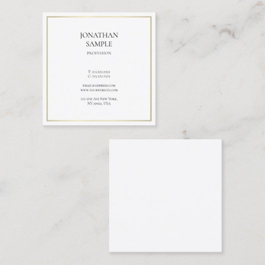 Sleek Gold Modernes Berufliches Design Elegante Quadratische Visitenkarte (Vorne/Hinten)