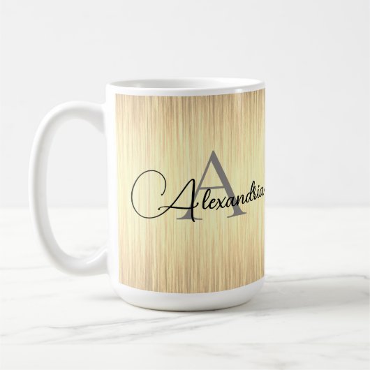 Sleek Gold Monogram Personalisiert Kaffeetasse (Links)