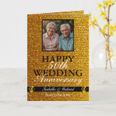 Sleek Gold Parents Foto 50 Jahre Karte (Gelbe Blume)