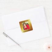Sleek Gold signierte Copy Author Writer Foto Web Quadratischer Aufkleber (Umschlag)
