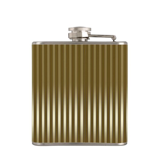 Sleek Gold Streifen Mit Monogramm Flachmann (Rückseite)