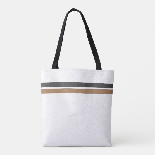Sleek Gray Mocha Racing Stripes Weiß Hintergrund Tasche (Rückseite)