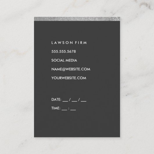 Sleek Gray (Termin) / Silberner Glitzer Terminkarte (Rückseite)