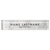 Sleek Gray White Marble Custom Desk Namplate Namensplakette (Vorderseite)