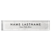 Sleek Gray White Marble Custom Namensplakette (Vorderseite)