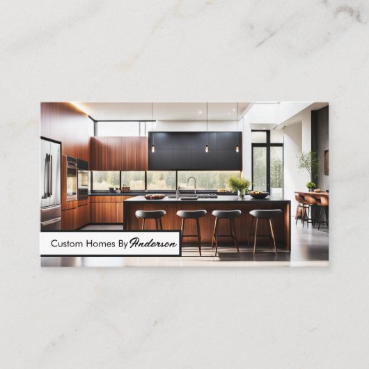 Sleek Kitchen Custom Zuhause Construction Remodel Visitenkarte (Vorderseite)
