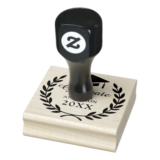 Sleek Laurel Wreath Abschluss Name & Class Emblem Gummistempel (Stempel)