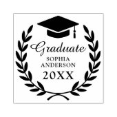 Sleek Laurel Wreath Abschluss Name & Class Emblem Gummistempel (Prägung)