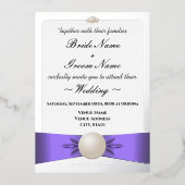 Sleek Lavender & Silver Pearl Ribbon Foto Wedding Folieneinladung (Vorderseite)