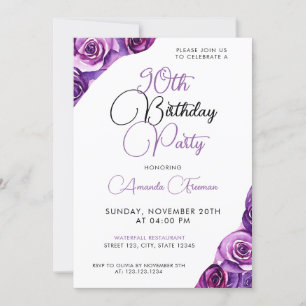 Sleek Lila Rose 90. Geburtstag Einladung