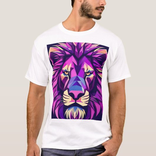 Sleek Lion Design mit geometrischem Flair T-Shirt (Vorderseite)