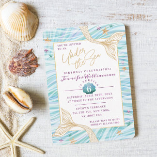 Sleek Mermaid unter dem Meer Einladung zum Geburts