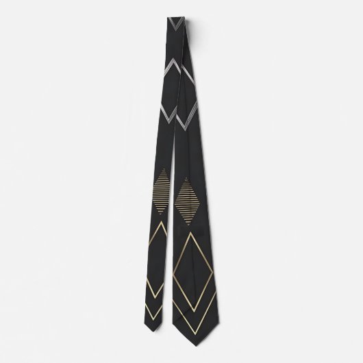 Sleek Metallic Black Neck Tie Krawatte (Rückseite)
