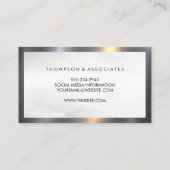 Sleek Metallic Border | Abstrakter Hintergrund Visitenkarte (Rückseite)