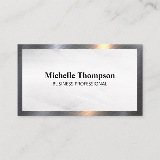 Sleek Metallic Border | Abstrakter Hintergrund Visitenkarte (Vorderseite)