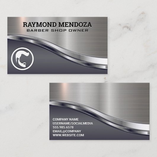 Sleek Metallic Shine | Mens Facial Hair Visitenkarte (Vorne/Hinten)