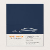Sleek Metallic Sports Car Illustration Visitenkarten (Außenseite Aufgefaltet)