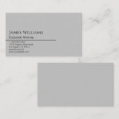 Sleek Minimal Klasse Moderne Schwarz und Grau Visitenkarte (Vorne/Hinten)