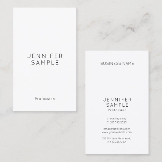 Sleek Minimalist Elegant Modern Template Vertical Visitenkarte (Vorne/Hinten)