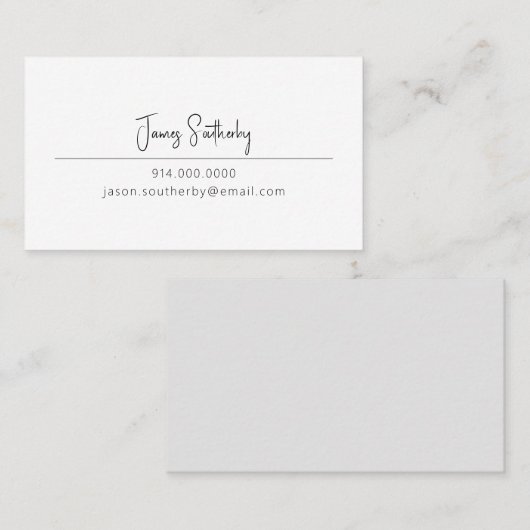 Sleek Minimalistisch Black and White Personal Visitenkarte (Vorne/Hinten)