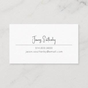 Sleek Minimalistisch Black and White Personal Visitenkarte
