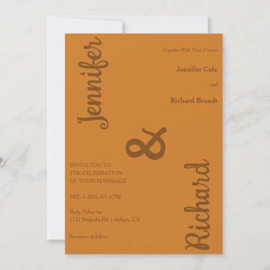 Sleek Minimalistisch Wedding Einladung (Vorderseite)