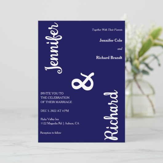 Sleek Minimalistisch Wedding Einladung (Stehend Vorderseite)