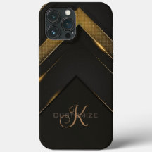 Sleek Mit Monogramm Black and Gold Zickzack