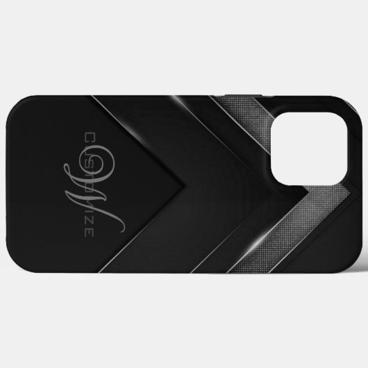 Sleek Mit Monogramm Black Zickzack Case-Mate iPhone Hülle (Rückseite (Horizontal))