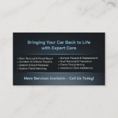 Sleek Modern Auto Body Work Visitenkarte (Rückseite)