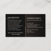 Sleek Modern Auto Body Work Visitenkarte (Rückseite)