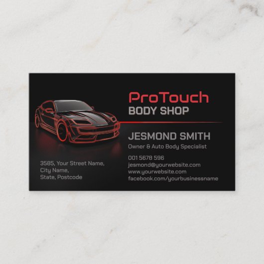 Sleek Modern Auto Body Work Visitenkarte (Vorderseite)